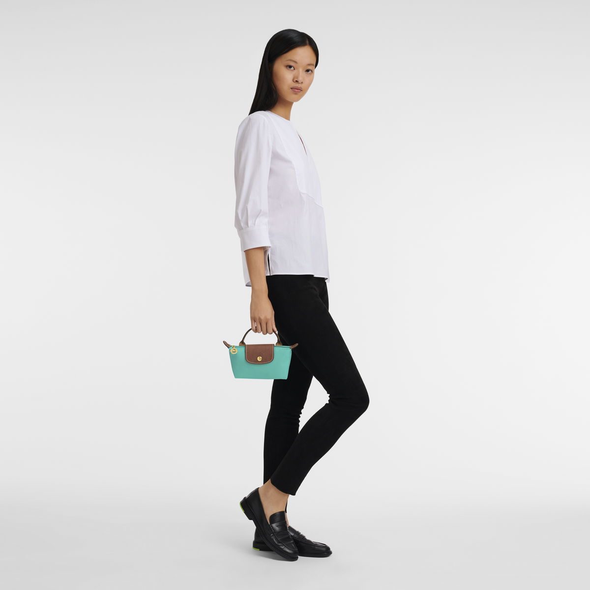 Longchamp Le Pliage Original Pouch With Handle Turquoise