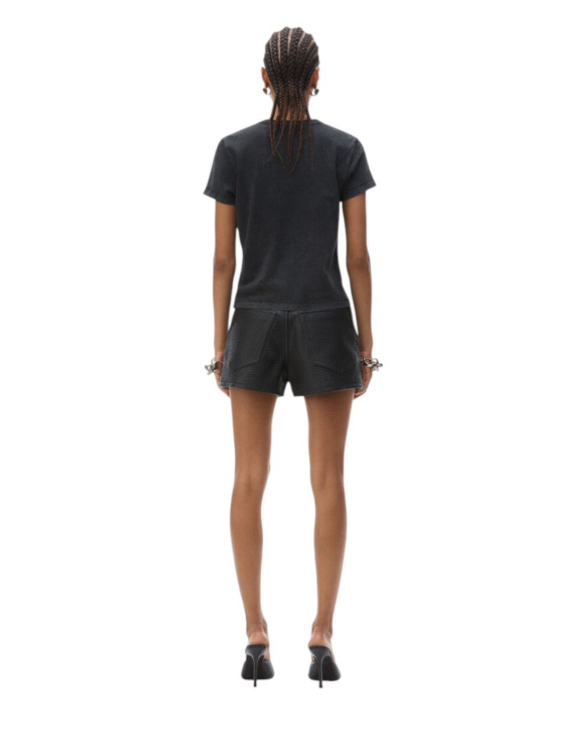 Alexander Wang Shrunken Tee In Acid Wash Jersey Black