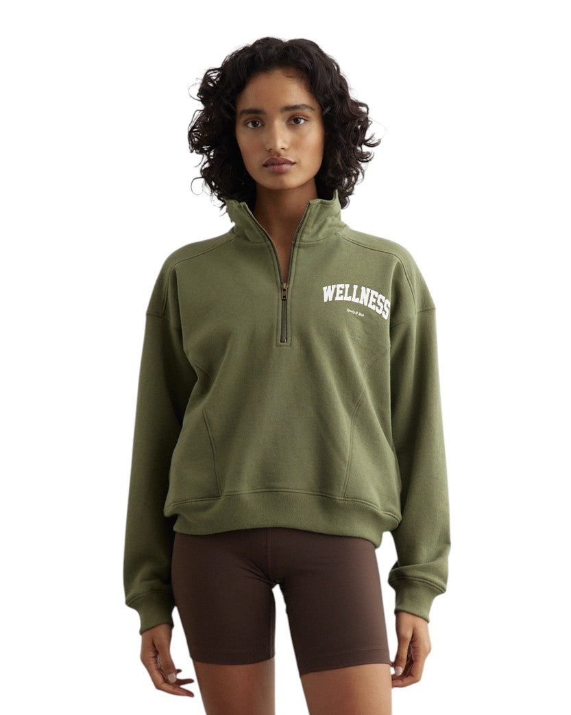 Sporty & Rich Wellness Ivy Quarter Zip Sweatshirt Moss