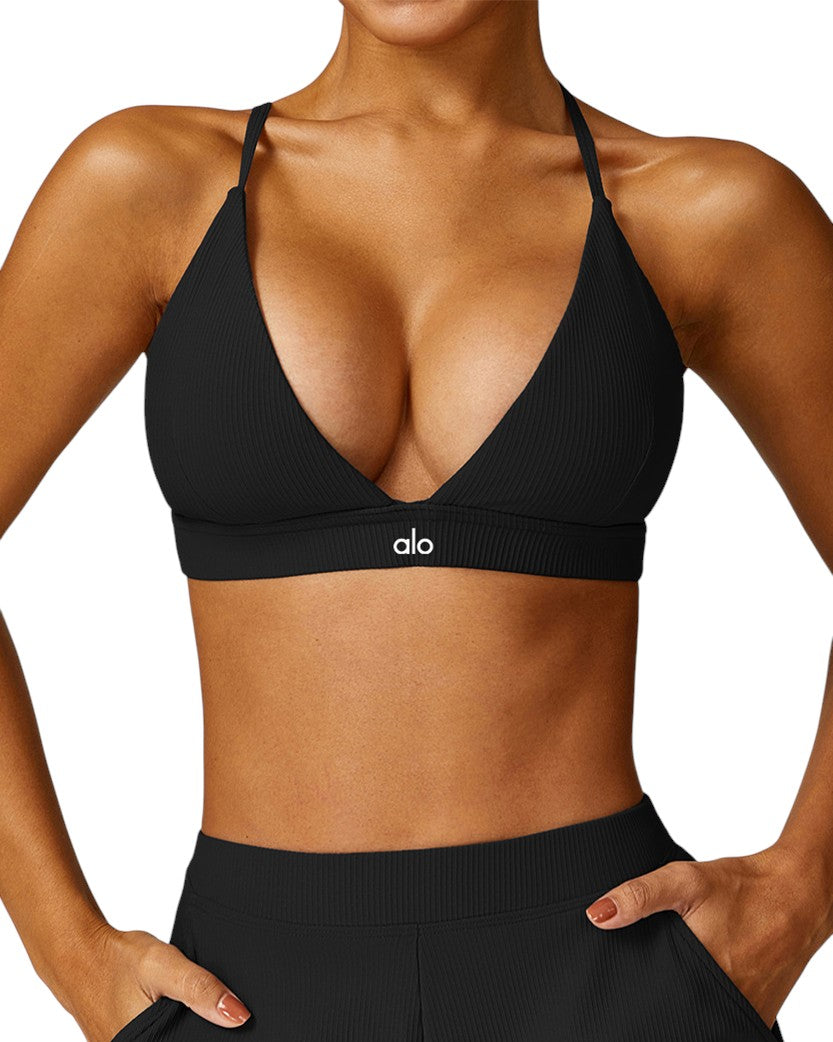 Alo Yoga Ribbed Bra Black 85264-BK