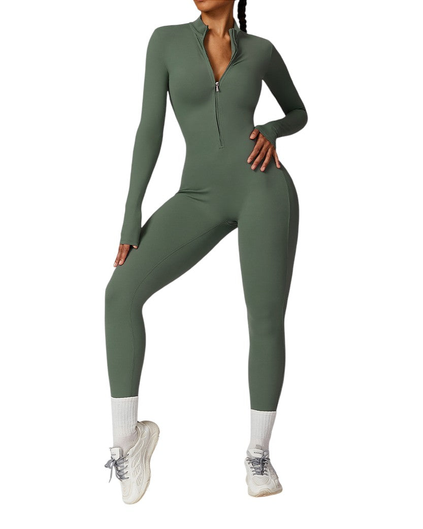 Alo Yoga Long Sleeve Jumpsuit Moss Green a6652-MOGN