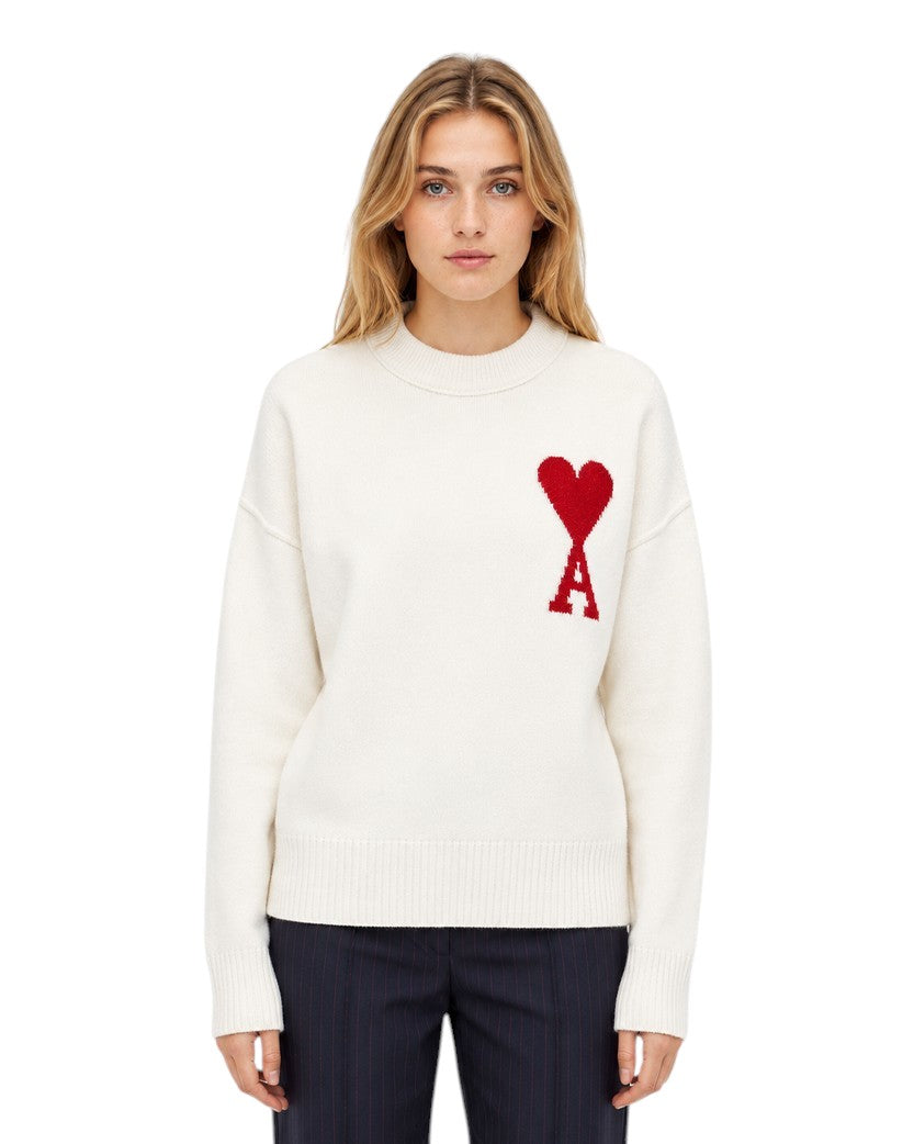 AMI Paris Ami De Coeur Oversize Sweater White