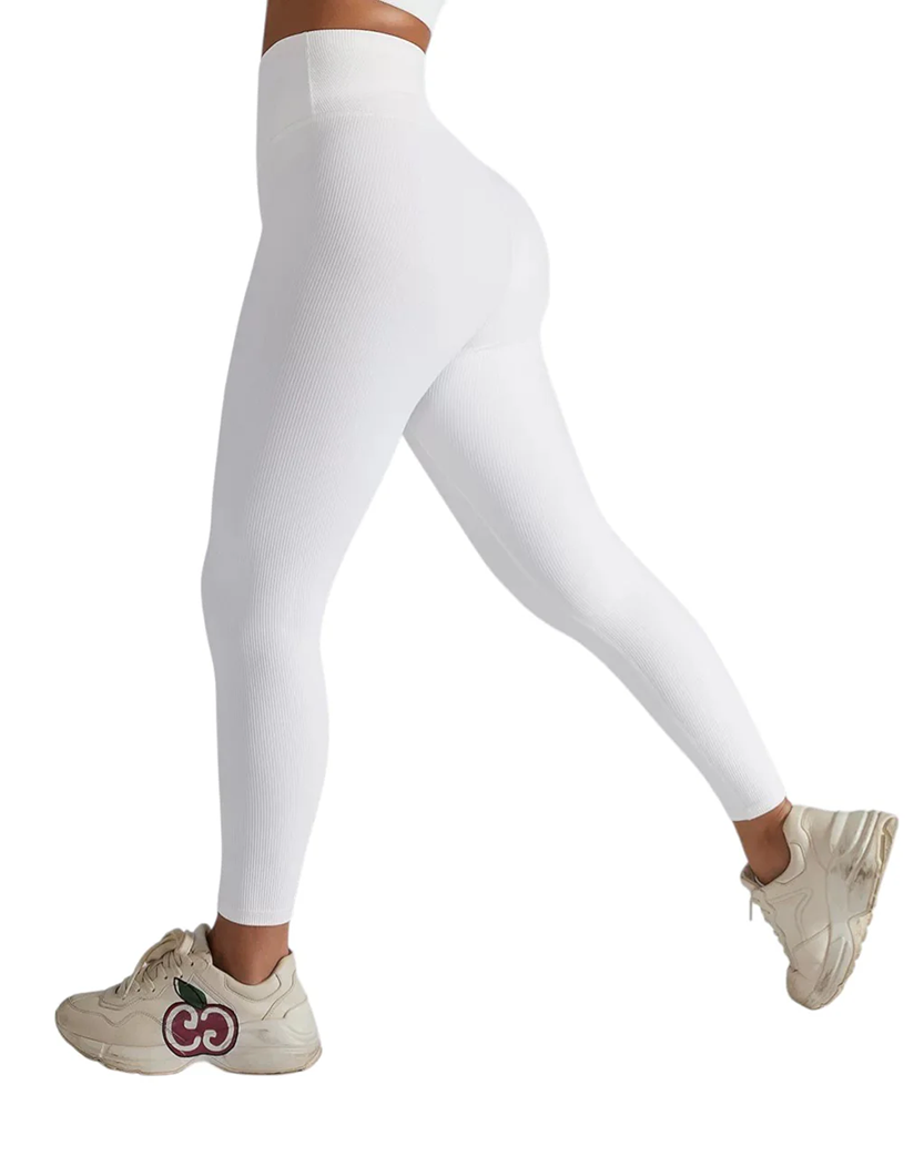 Alo Yoga Ribbed High Waist Leggings White X8874-WT