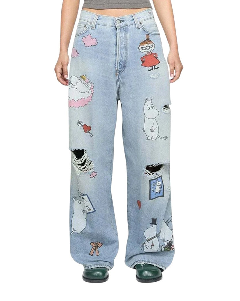 Acne Studios x Moomin Super Baggy Fit Jeans Blue