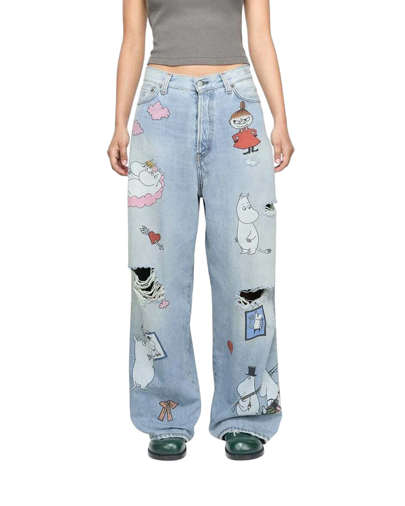 Acne Studios x Moomin Super Baggy Fit Jeans Blue