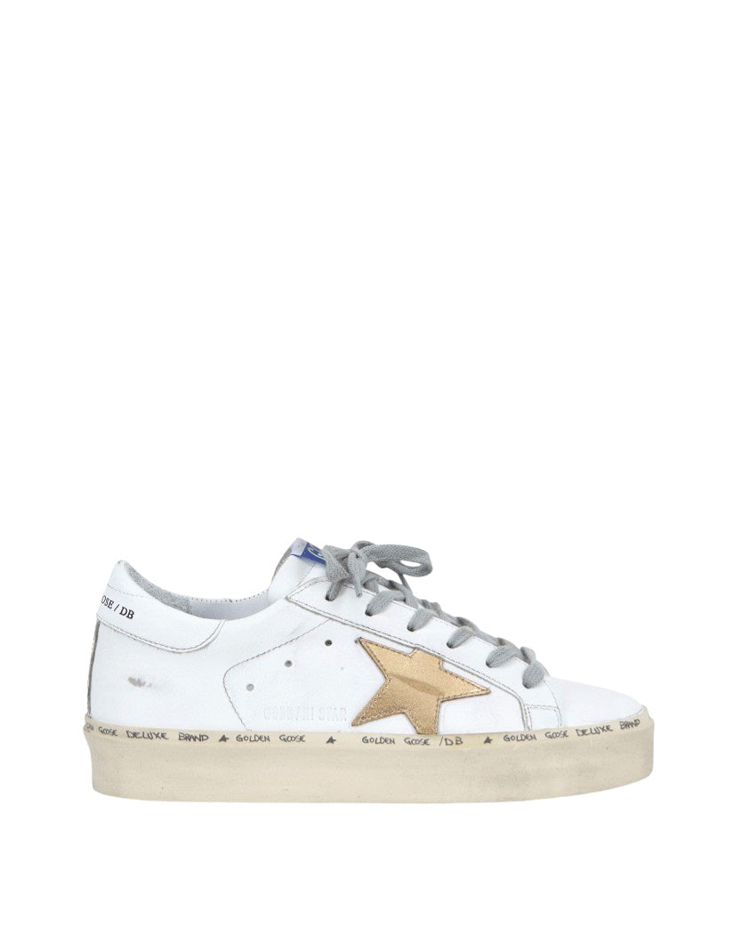 Golden Goose Hi Star White and Gold Leather Sneakers