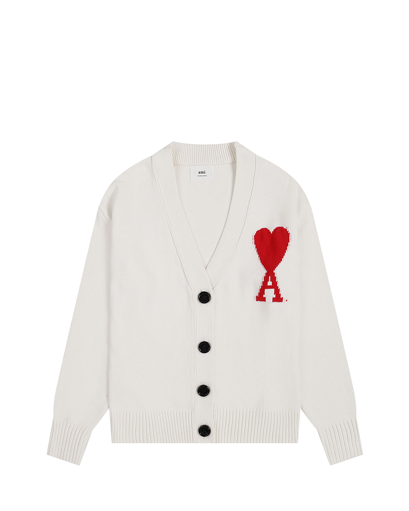 Amiparis Ami de Coeur カーディガン AMI Paris Ami De Coeur Cardigan White - SSTORIES