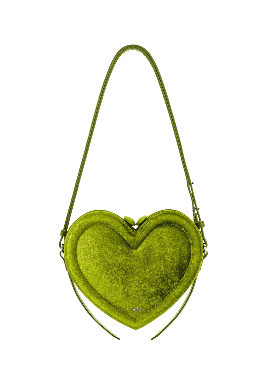 JW PEI Arlene Velvet Heart Shaped Bag Green