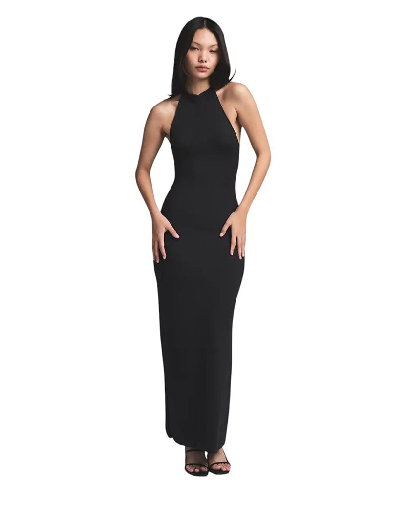 Skims Cloud Halter Long Dress Onyx | SSTORIES Skims Cloud Halter Long Dress Onyx | SSTORIES