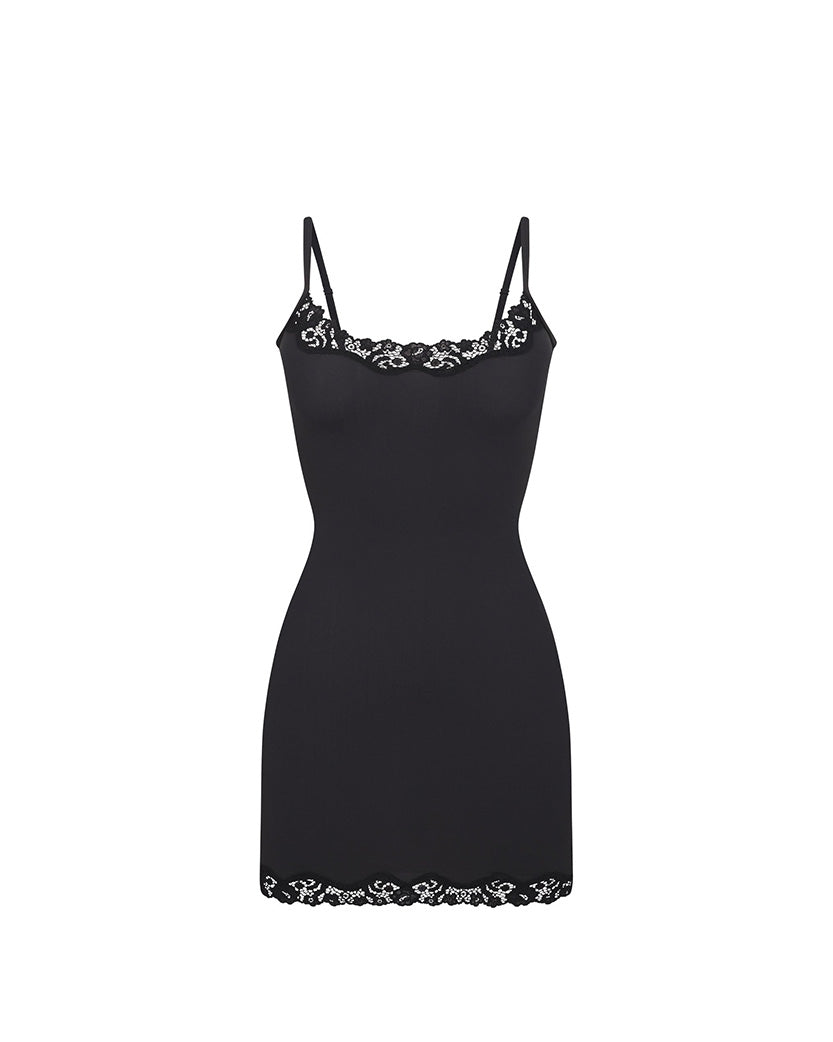 Skims Fits Everybody Lace Slip Dress Onyx