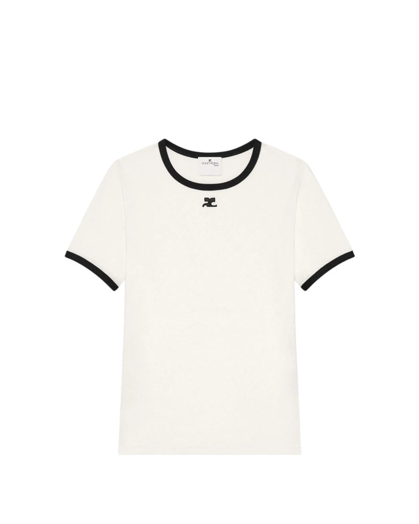 Courreges Contrast Cotton T-shirt White