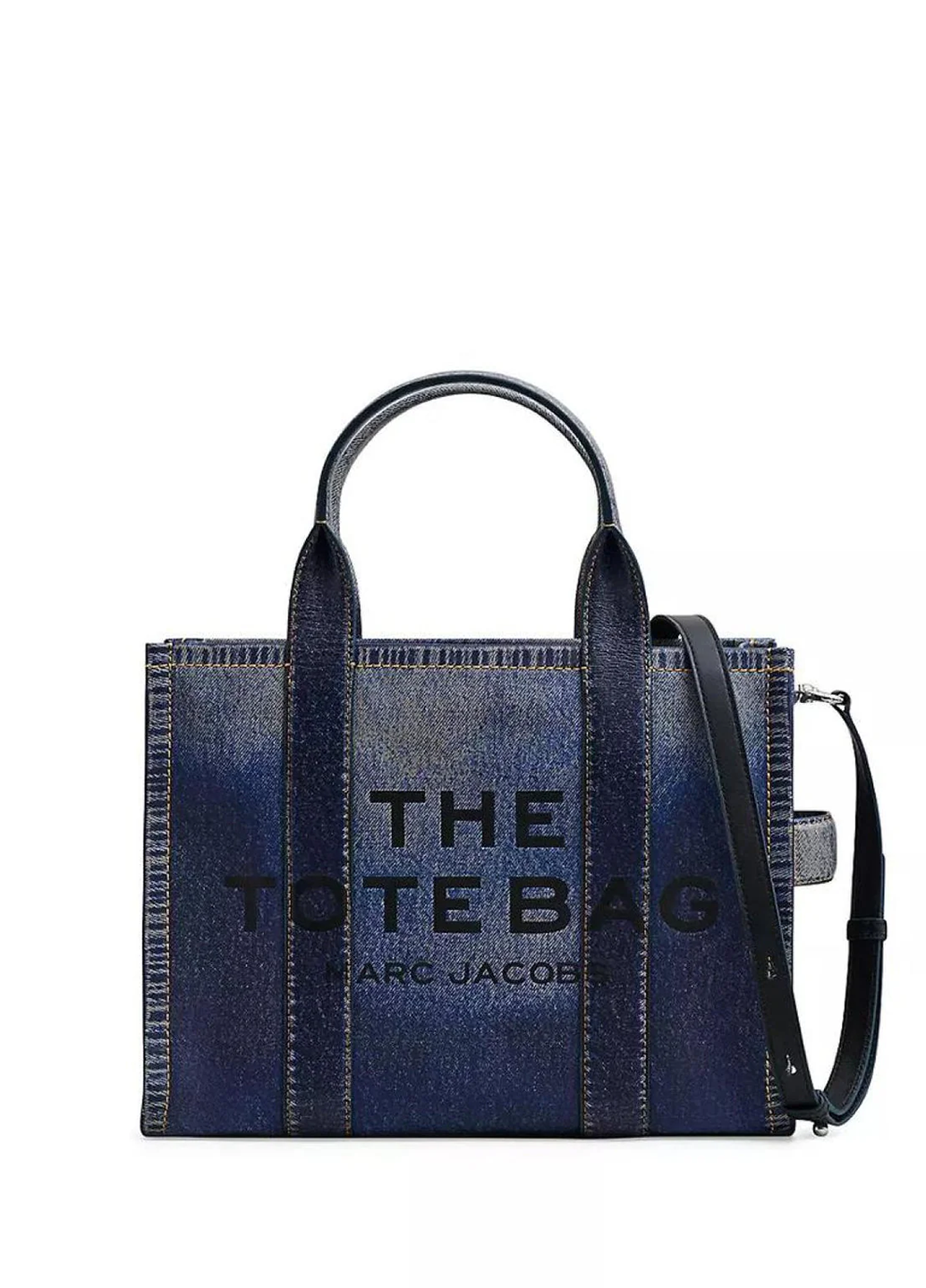 Marc Jacobs Denim Printed Leather Small Tote Bag Blue