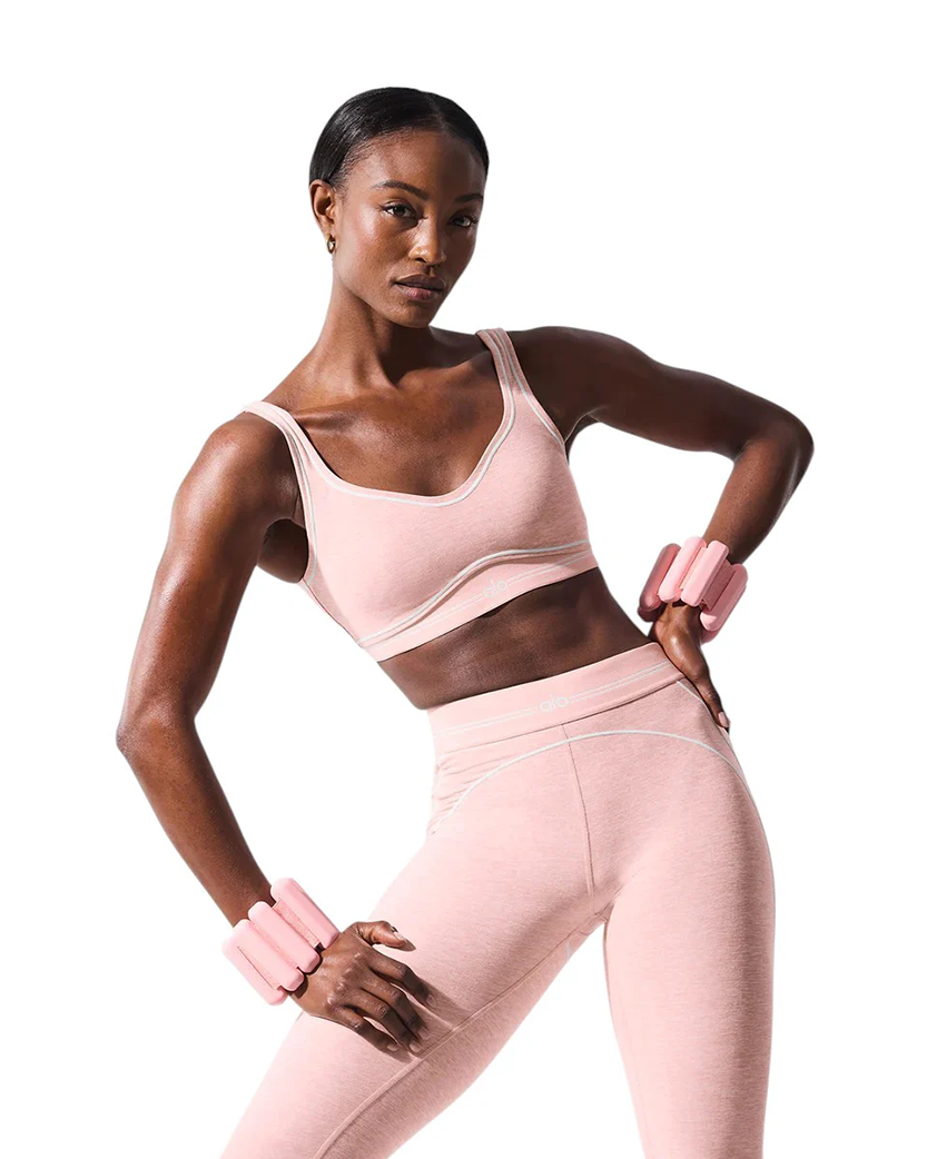 Alo Yoga Airbrush Heart Throb Bra Pink Quartz Heather