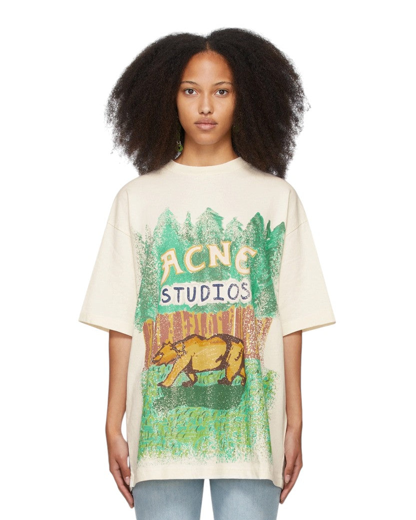 Acne Studios Grant Levy Lucero Edition Oversized Graphic Tee Beige