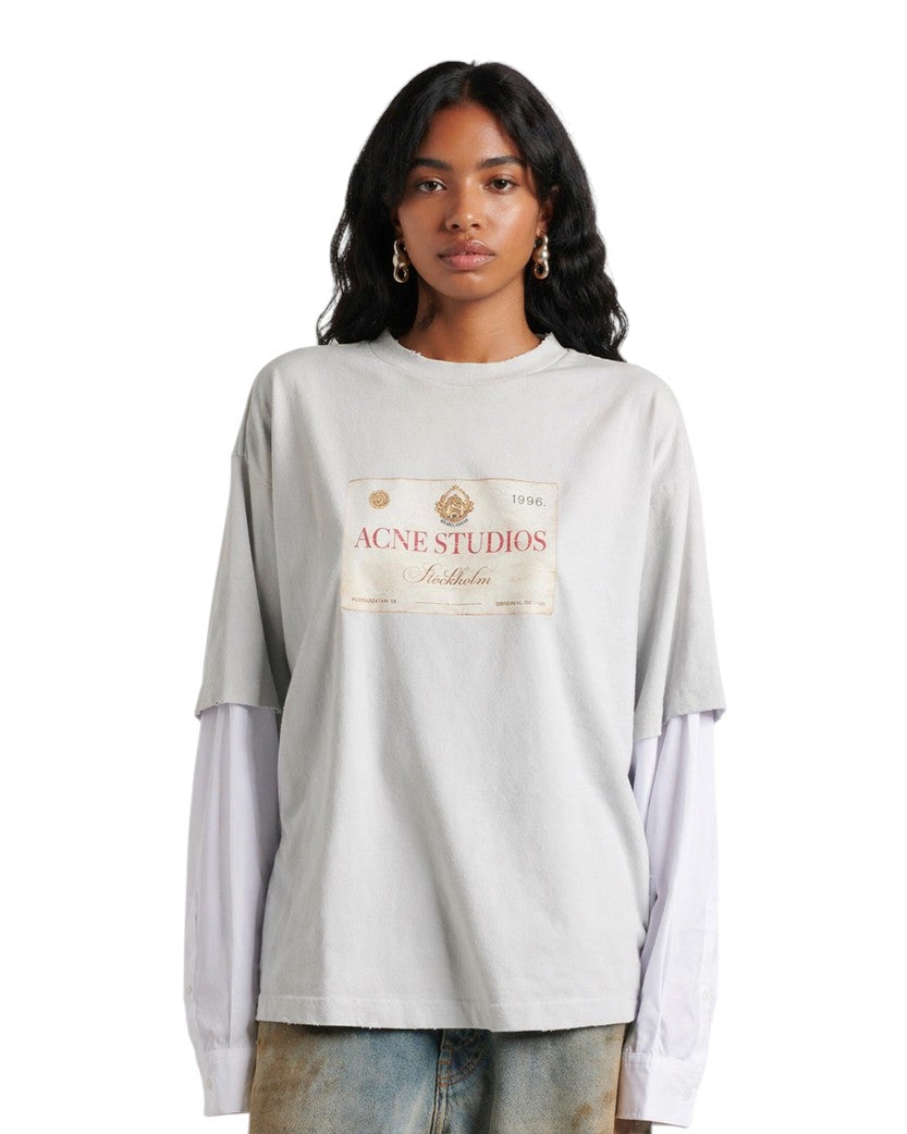 Acne Studios Edra Double U Champagne T-Shirt Light Grey
