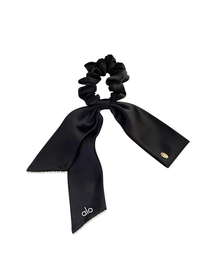 Alo Yoga Knots Tie Scrunchie Pearl Black