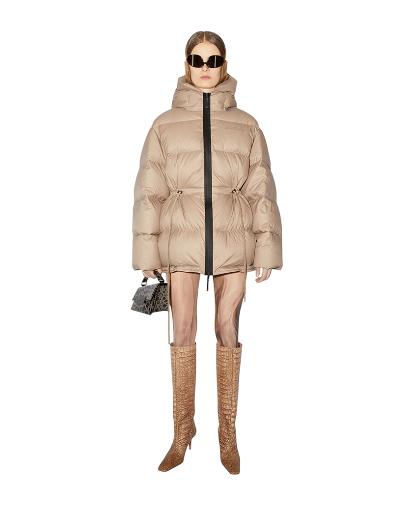 Acne Studios Hooded puffer coat Beige
