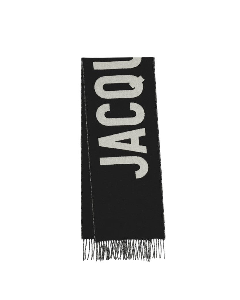 Шарф Jacquemus Logo Jacquard Fringed Edge Scarf Black | SSTORIES