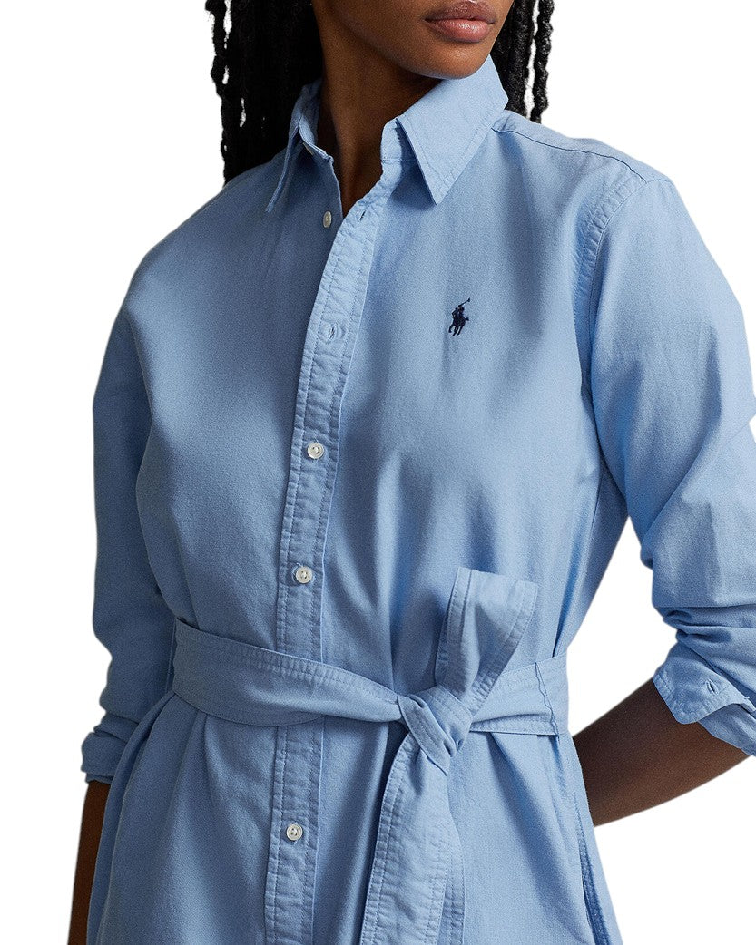 Polo Ralph Lauren Belted Cotton Oxford Shirtdress Blue