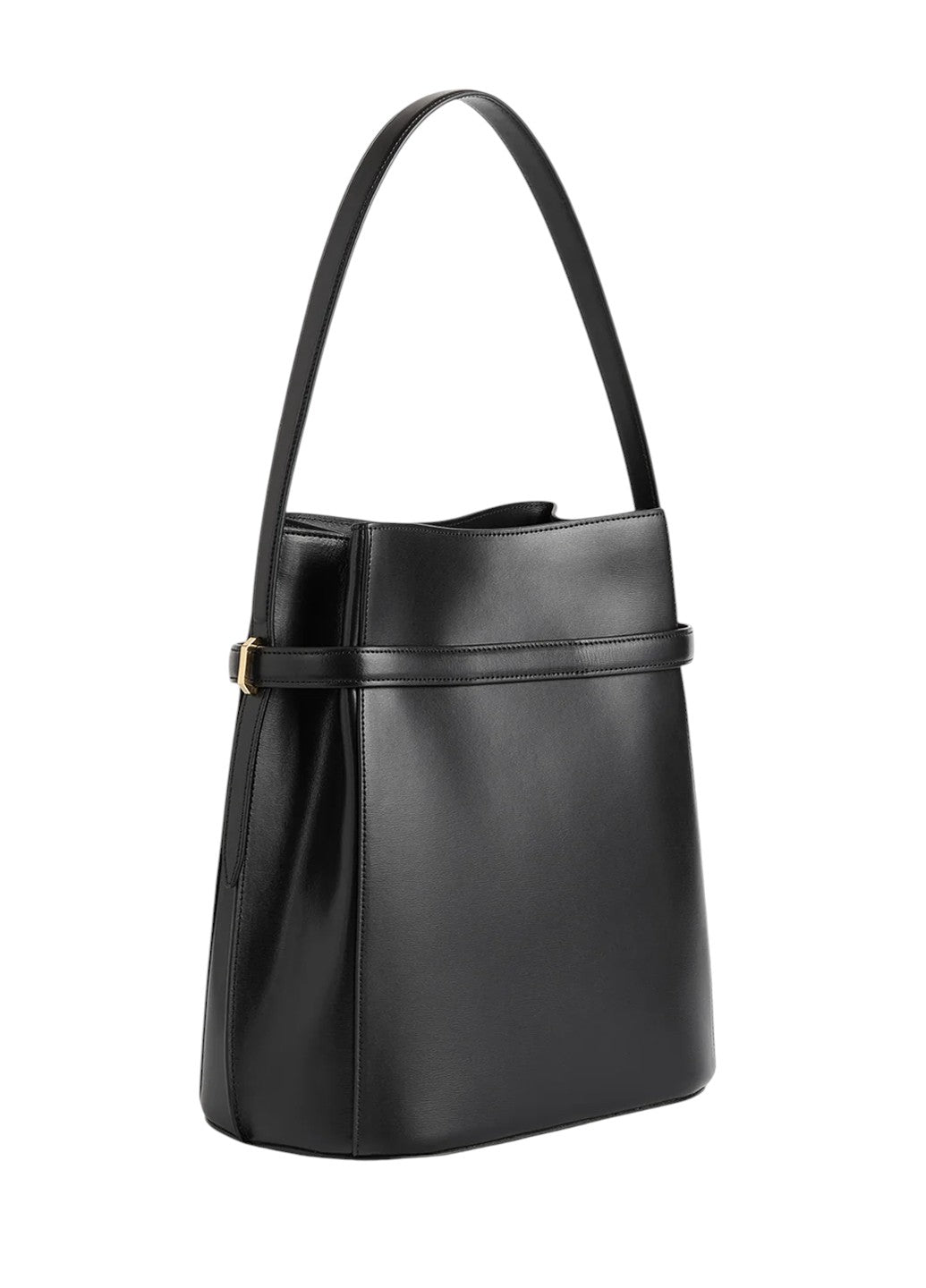 Toteme Belted Leather Bucket Bag Black