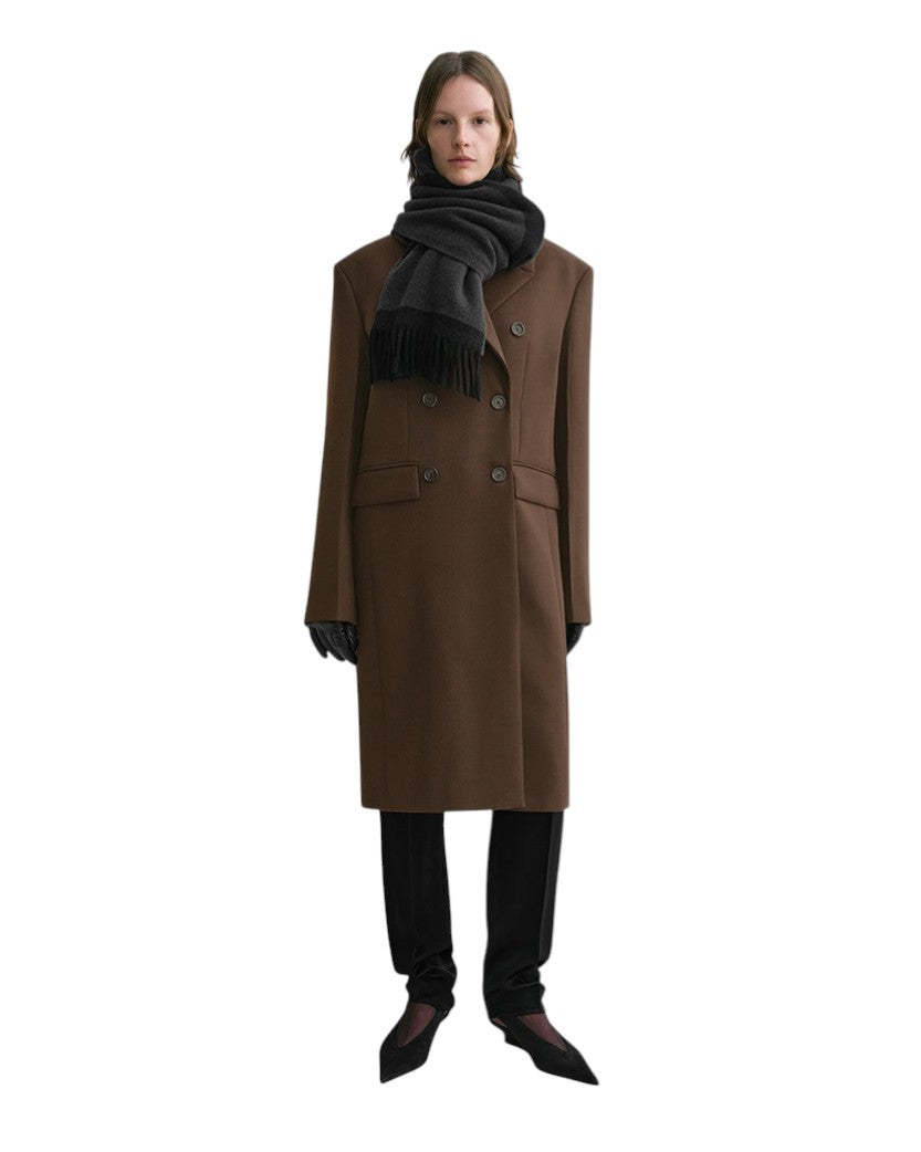 Toteme Monogram Jacquard Wool Scarf Charcoal Melange