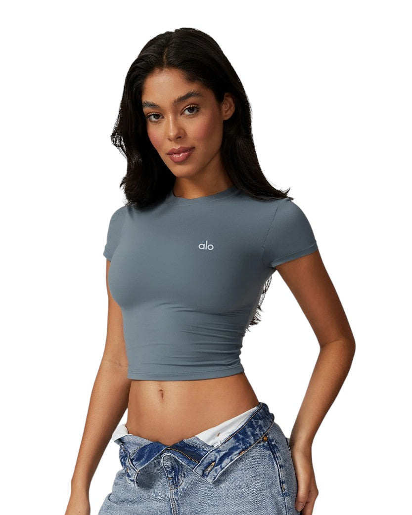 Alo Yoga Crop Short Sleeve Tee Grey 87431-GY