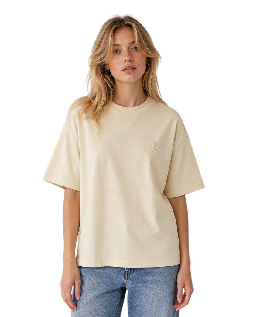 AMI Paris Ami De Coeur Tonal Small Heart T-Shirt Yellow