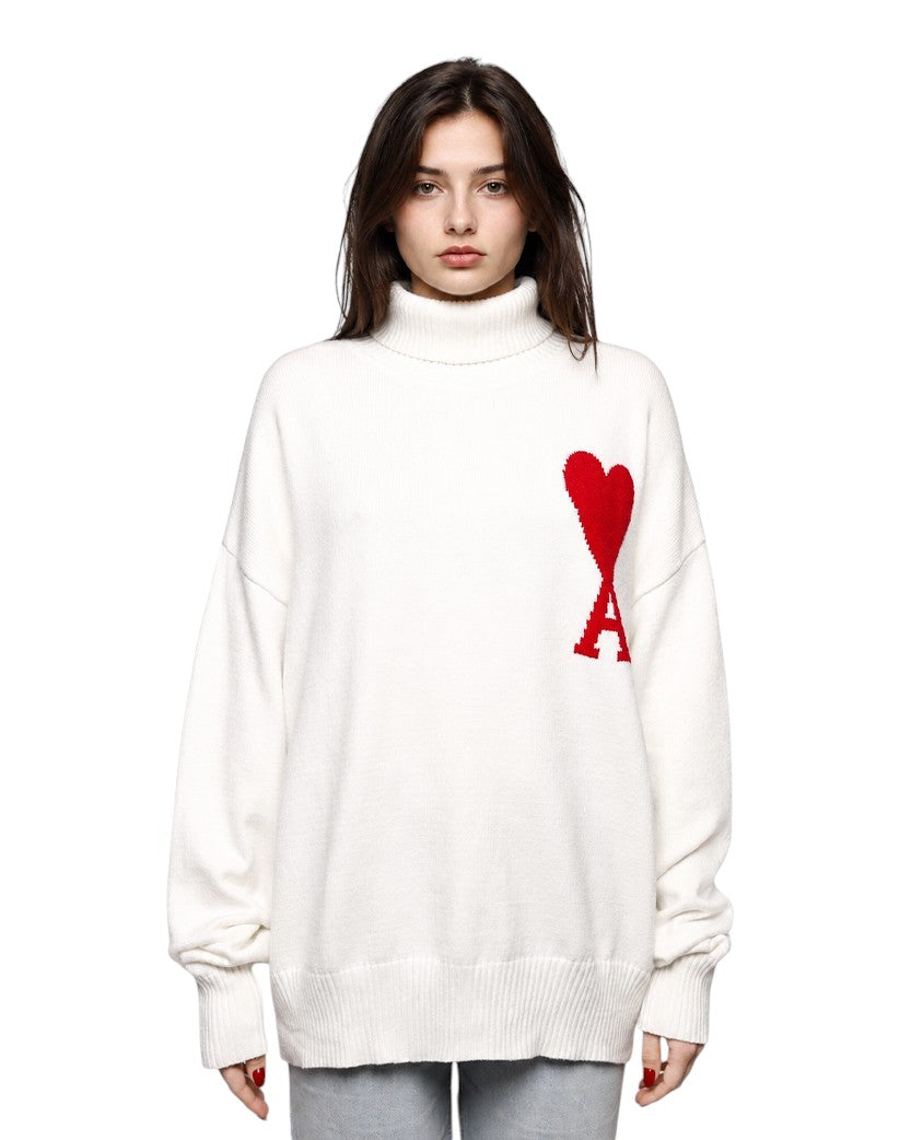 AMI Paris Ami de Coeur Jumper White