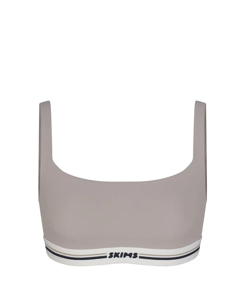 Skims Fits Everybody Logo Straight Neck Bralette Smoke
