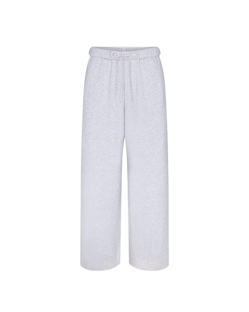 Skims Cotton Fleece Straight Leg Pant Light Heather Grey