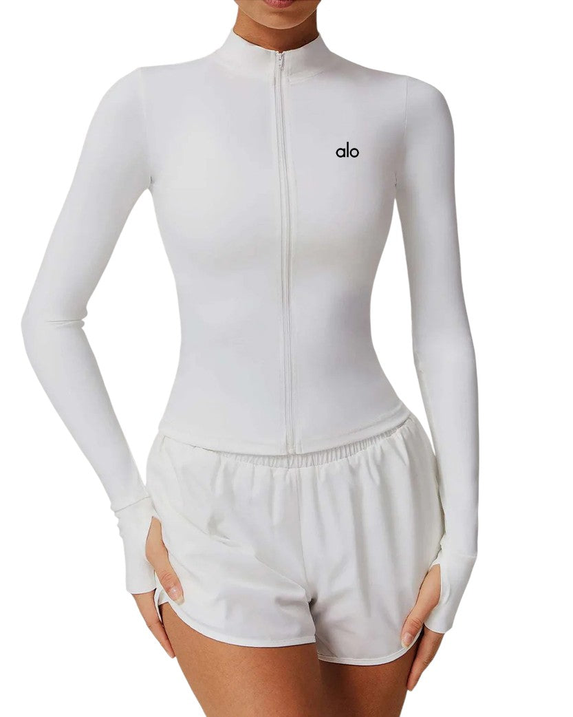 Alo Yoga Zipper Long Sleeve White