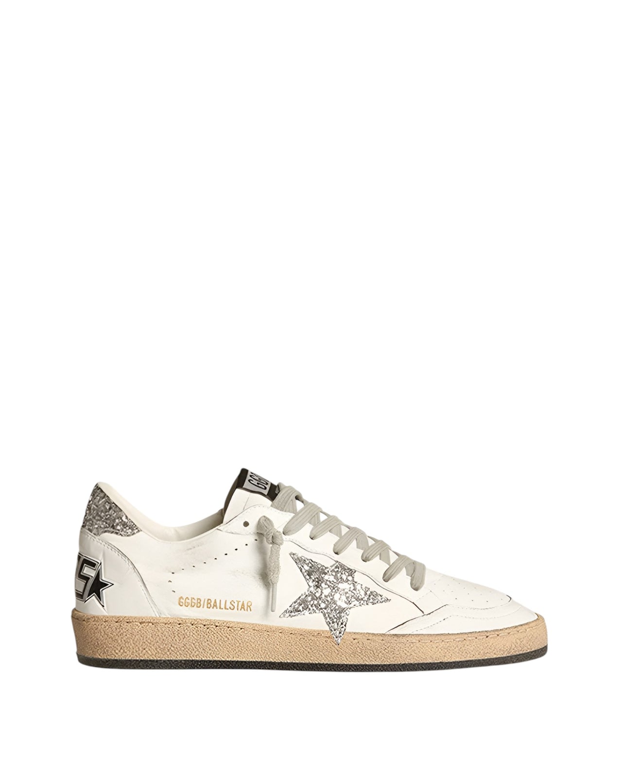 Golden Goose Ball Star in Nappa with White Star and Glitter Heel Tab
