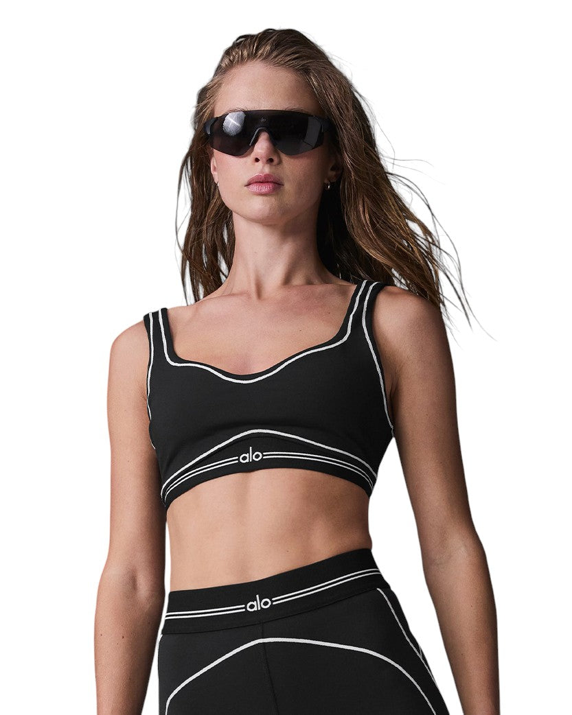 Alo Yoga Airbrush Heart Throb Bra Black