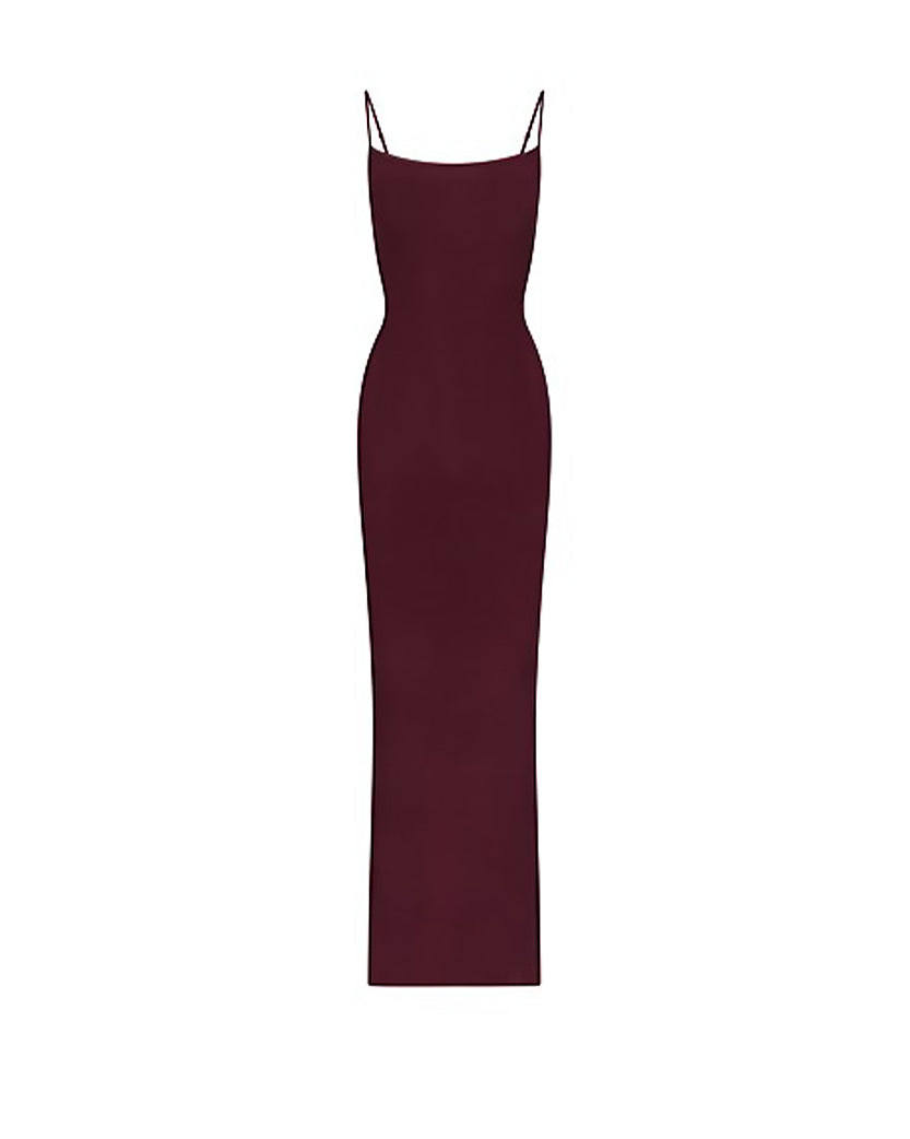 Skims Soft Lounge Long Slip Dress Wine