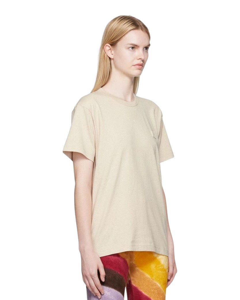 Acne Studios T-Shirt With Ellison Face Patch Beige