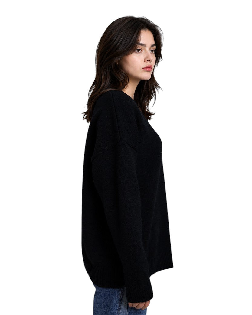 AMI Paris Ami De Coeur Oversize Sweater Black White Heart — SSTORIES