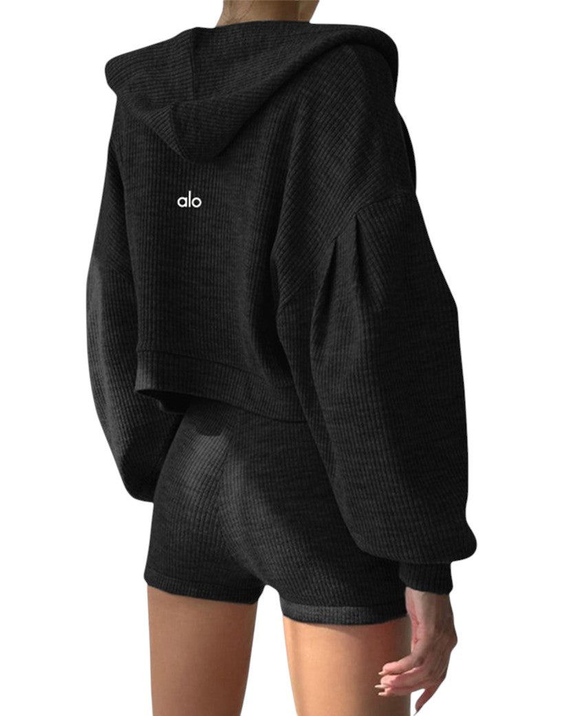 Костюм Alo Yoga Ribbed Three-Piece Tracksuit Black | SSTORIES