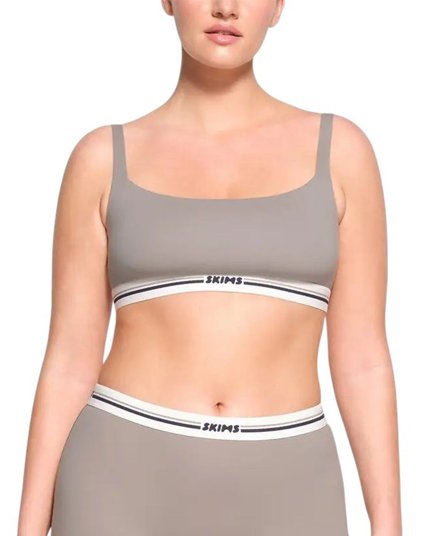 Skims Fits Everybody Logo Straight Neck Bralette Smoke