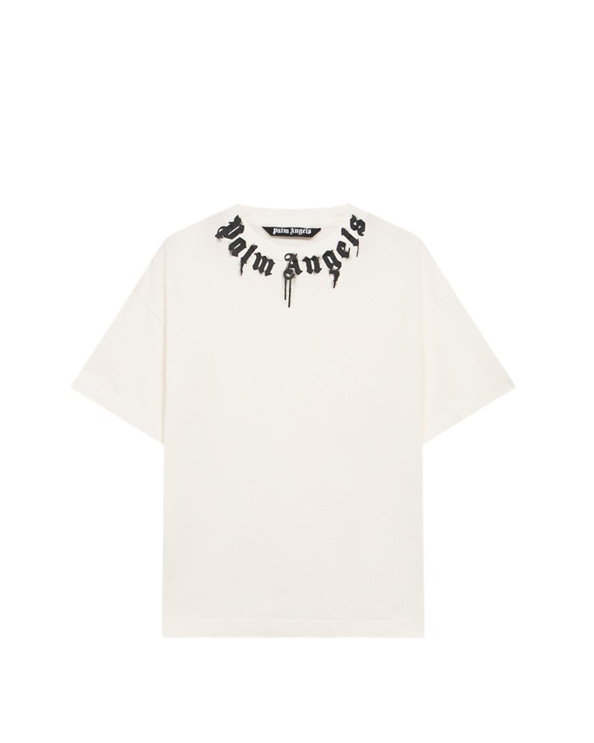Palm Angels Neck Logo Regular T-Shirt Off White
