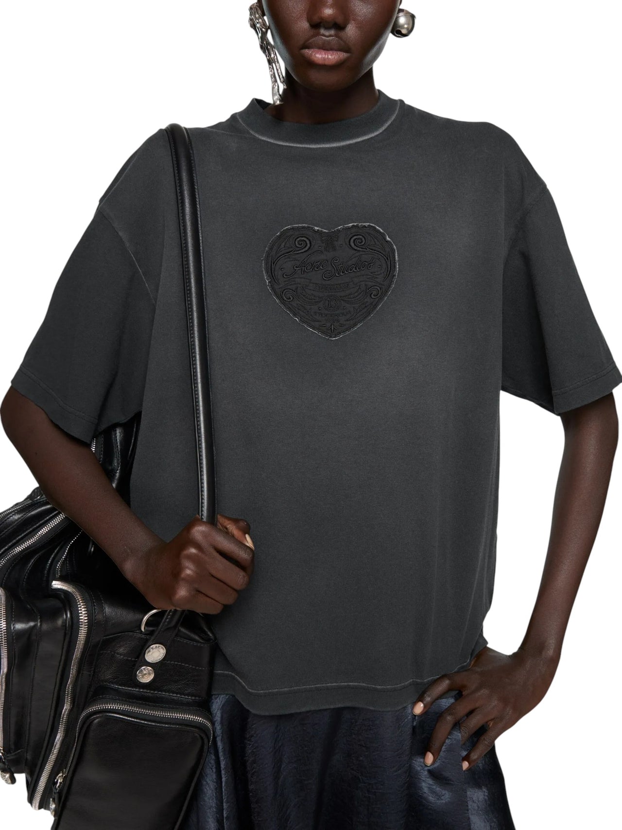 Acne Studios Heart-Patch T-Shirt Faded Black