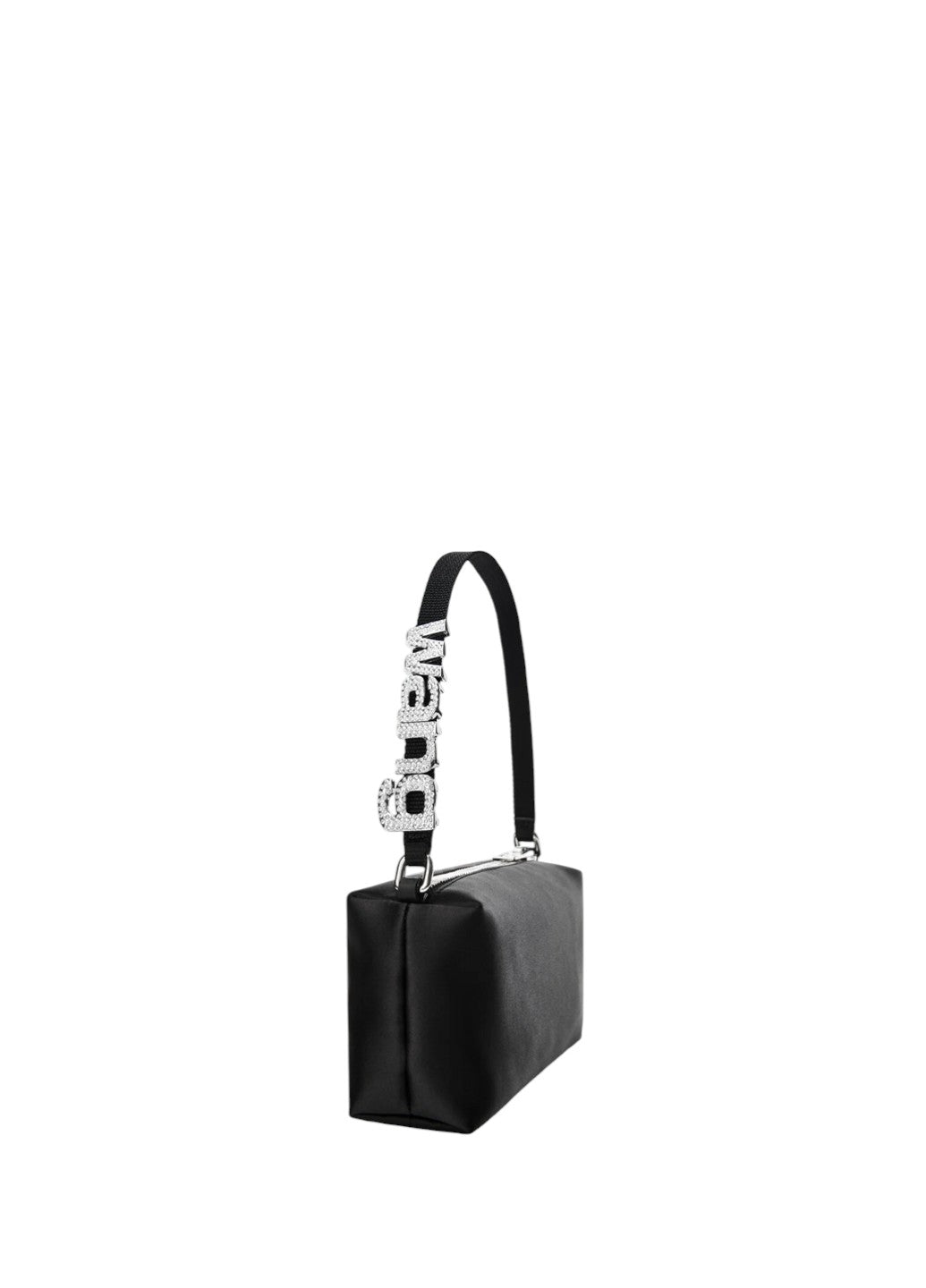 Alexander Wang Heiress Satin Pouch With Crystal Logo Black