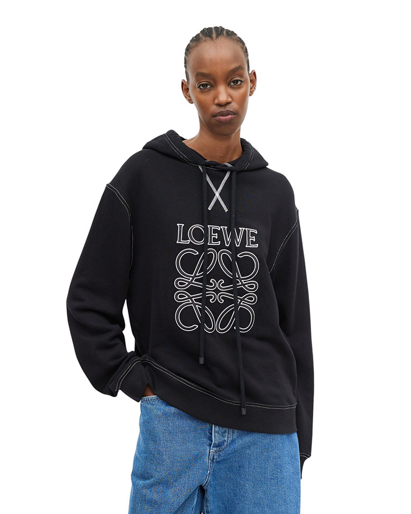 Loewe Embroidered Logo Hoodie Black