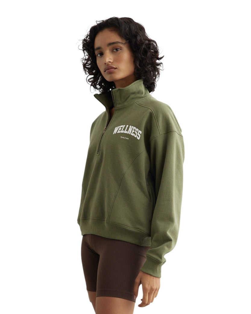 Sporty & Rich Wellness Ivy Quarter Zip Sweatshirt Moss