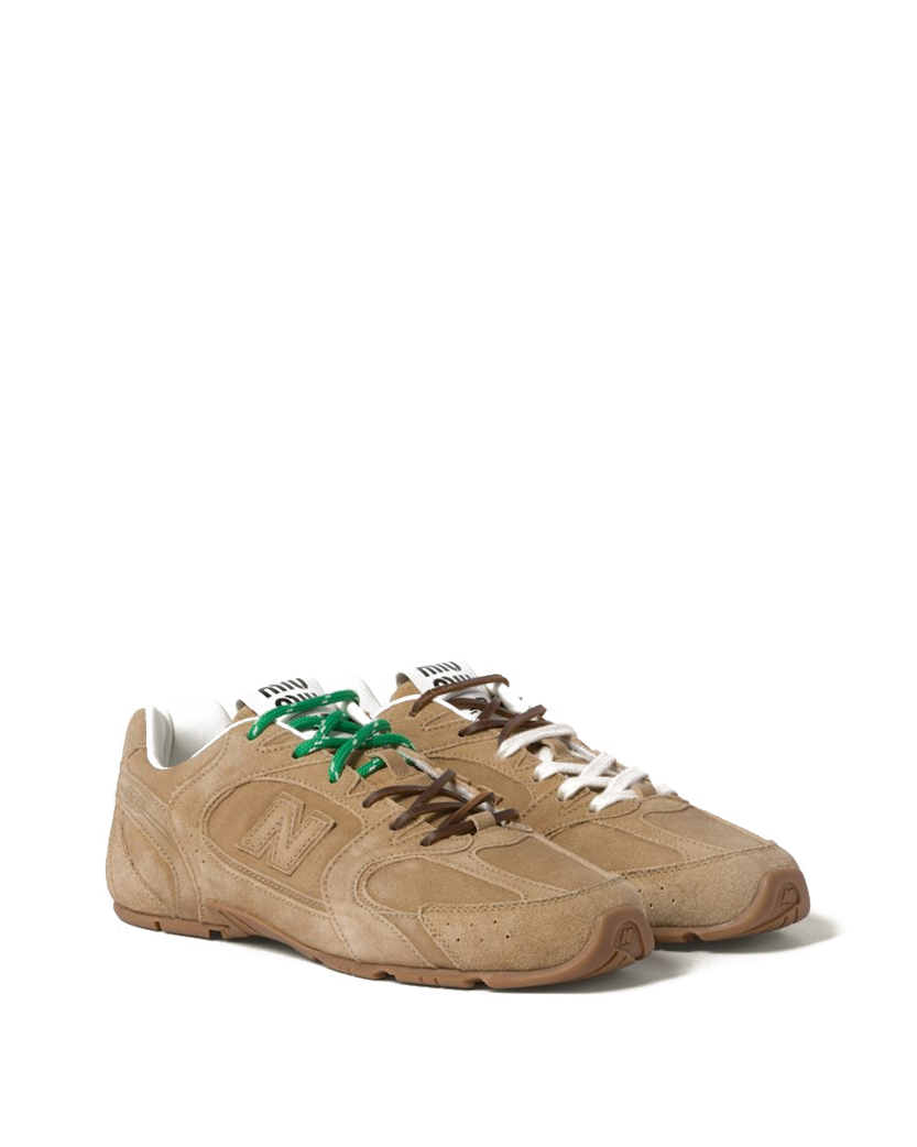 New Balance x Miu Miu 530 SL Suede Sneakers Ecru