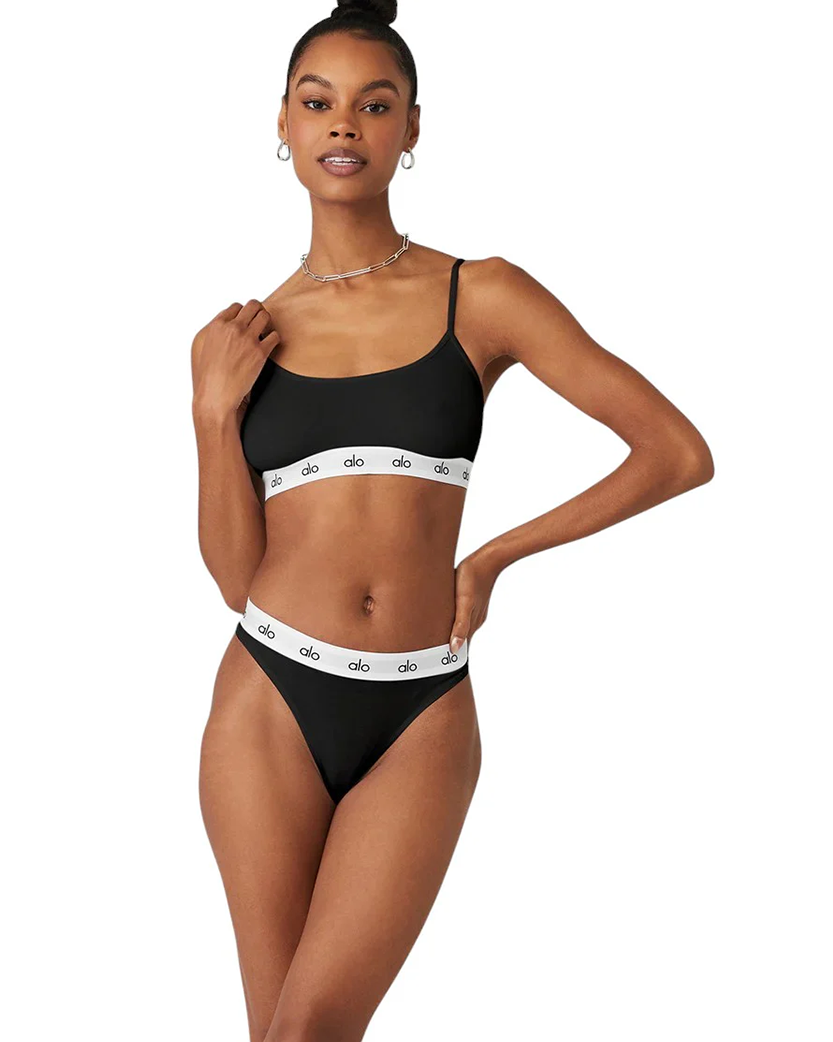 Alo Yoga Icon Cami Bra and Thong Black