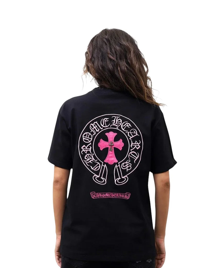 Футболка Chrome Hearts T-Shirt Black With Pink Logo CH109-BK