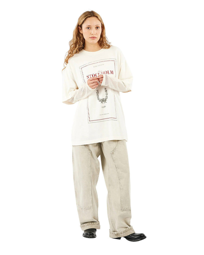 Лонгслів Acne Studios Layered Stockholm Paris Print T-Shirt Off
