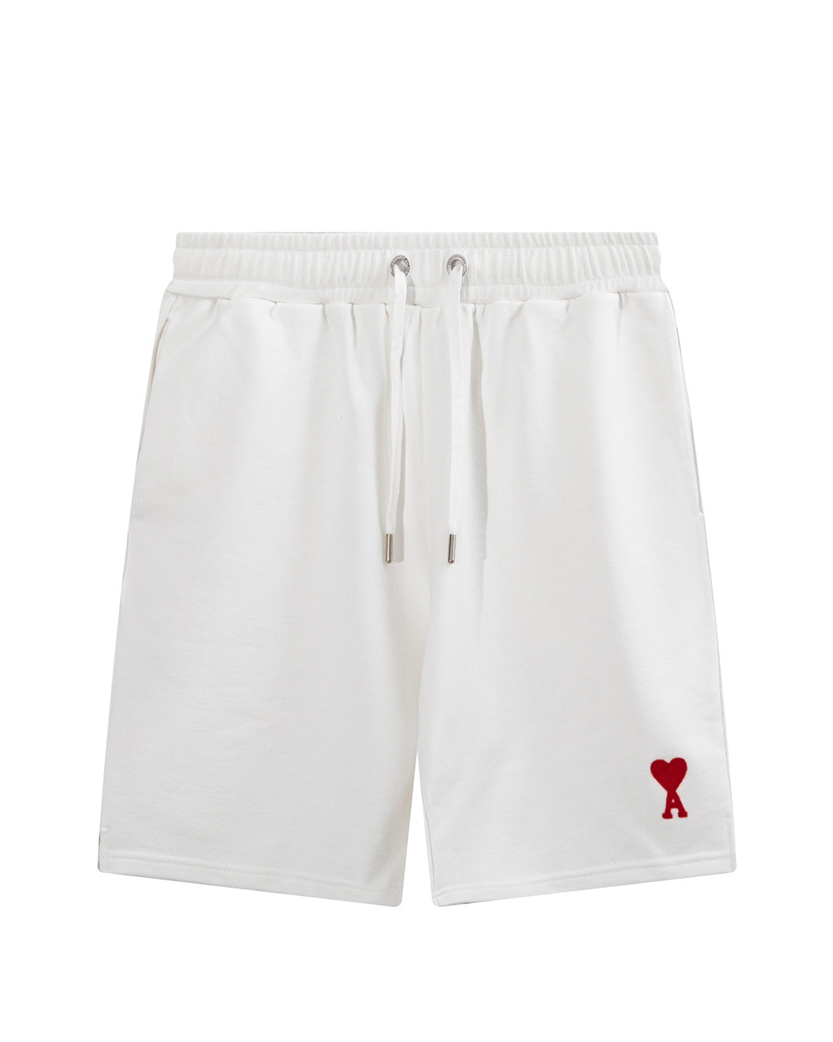 AMI Paris Cotton Shortened Shorts White