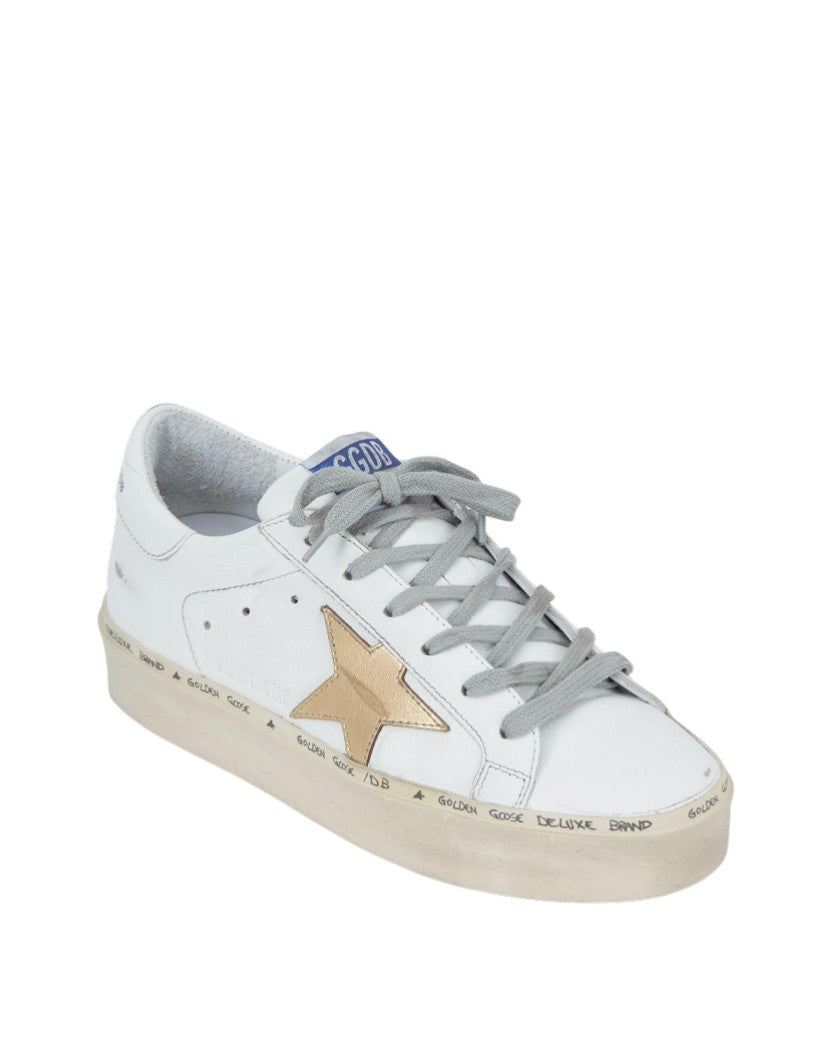 Кеди Golden Goose Hi Star White and Gold Leather Sneakers — SSTORIES