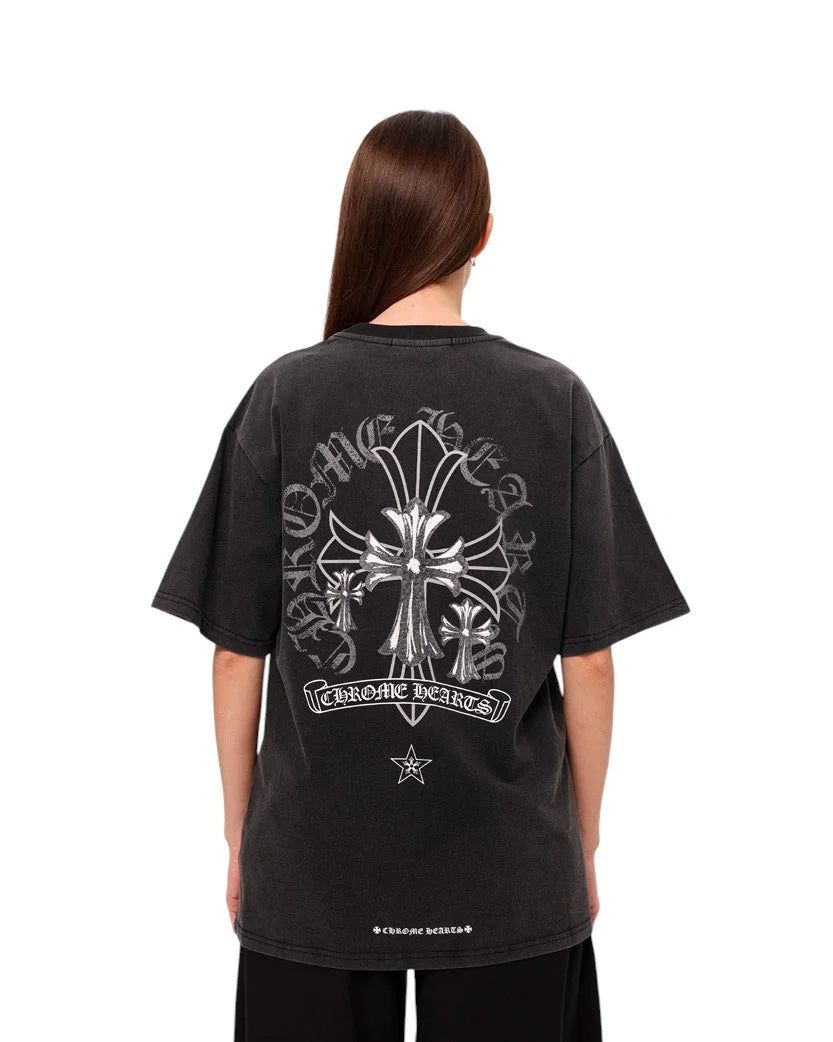 chrome hearts シャツ Футболка Chrome Hearts T-Shirt Washed Black CH105-WBK | SSTORIES